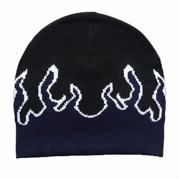 Knit Beanie Hat Flame Beanie Skullies Beanie Y2K Beanies Flame Skull Cap