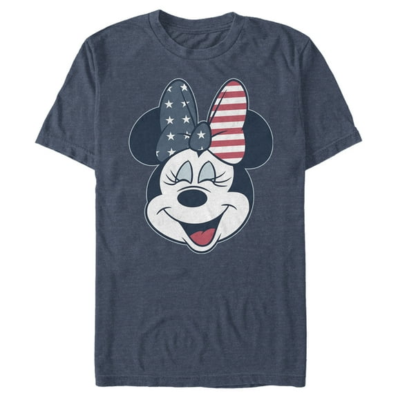Men's Mickey & Friends Minnie American Bow Graphic Tee Navy Blue Heather Large