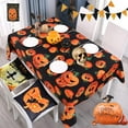 thumbnail image 2 of Black Halloween Tablecloth, Orange Pumpkin Haunted Table Cover for Halloween, Dinner Parties and Scary Nights Decorations, Easy Care Wipeable and Reusable (60 X 84 INCH, Rectangle), 2 of 6