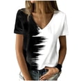 thumbnail image 1 of T-shirt Blouse Décontracté pour Femmes, Été, Col en V, Manches Courtes, Imprimé, 1 of 9