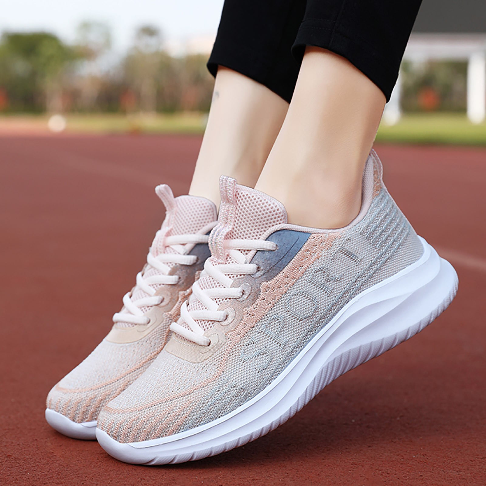 KaLI_store Flats Shoes Women Dressy Comfortable Walking Shoes Women  Lightweight Breathable Sneakers for Women Non-Slip Fashion Casual Tennis  Running