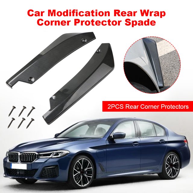 Protector de esquina de coche, tira de parachoques trasero negra de fibra de carbono para coches, SUV y camiones