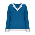 thumbnail image 2 of Fancifize Womens Spring Sweater Long Sleeve Soft Knit Shirts V Neck Color Block Pullover Tops Casual Outdoor Trendy Clothes, 2 of 5