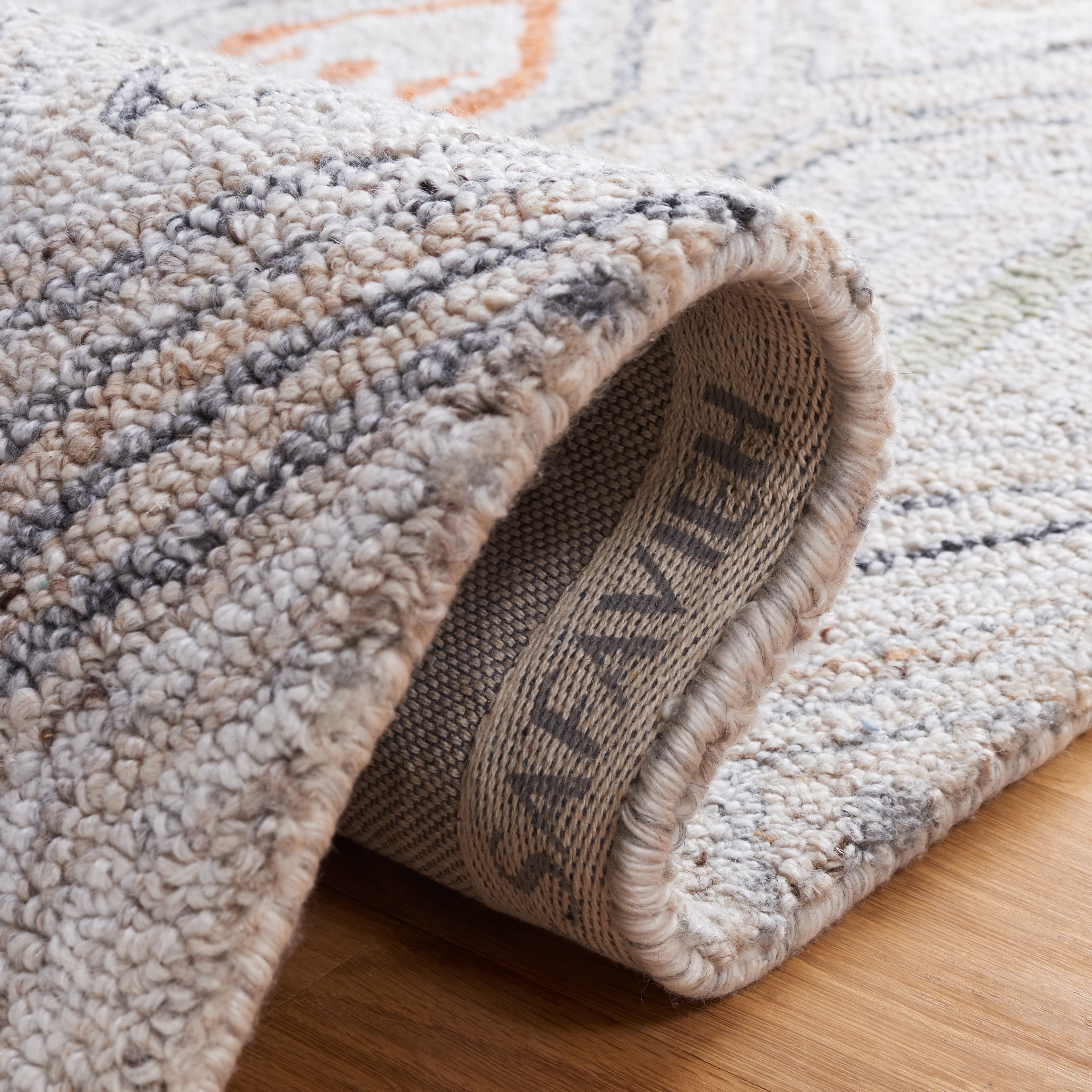 SAFAVIEH Marquee Blake Diamond Polyester Runner Rug, Rust/Grey, 2'3" x 8'