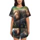 thumbnail image 1 of Fotbe Daisy Sleeping Sloth Conjunto de Pijama Estampado para Mujer, 2 Piezas, Ropa de Dormir con Camiseta de Manga Corta y Shorts Suaves-Small, 1 of 6