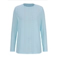 thumbnail image 3 of Olyvenn Womens Eyelet T-Shirt Long Sleeve Crew Neck Shirts Casual Basic Tops Tee Shirts Winter Spring Tops 2025 Fashion Light Blue 8, 3 of 5