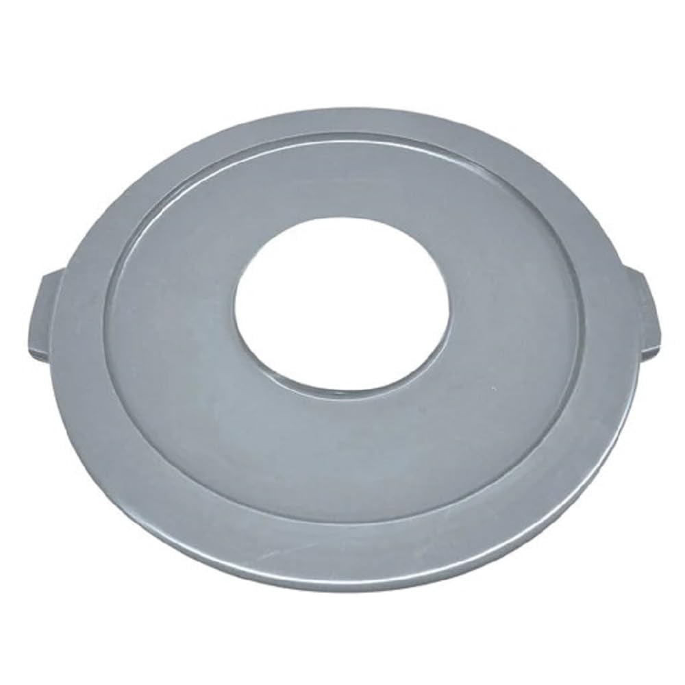 TrueCraftware- 32 Gallon Round Trash Can Center Opened Lid only 22-1/4" Diameter x 1-1/4" Height Gray Color- Wastebasket Garbage Bin Lid Recycling Bin Cover Kitchen Bathroom Bedroom Office Trash Can