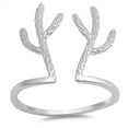 thumbnail image 1 of Reindeer Antlers Christmas Ring .925 Sterling Silver Cactus Open Band Jewelry Female Male Size 10, 1 of 4