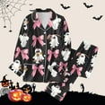 thumbnail image 2 of Hpapadks Halloween Women's Pajamas Graphic Long Sleeve Button Down Shirts and Pants 2 Piece Sleepwear Pjs Sets for Women Black, 2 of 6