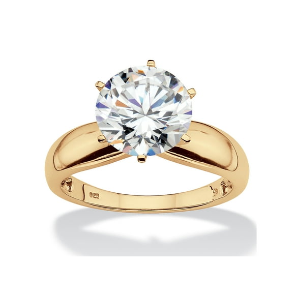 PalmBeach Jewelry Round or Marquise Cubic Zirconia Solitaire Engagement Ring in 18k Gold-Plated or Platinum-Plated Sterling Silver