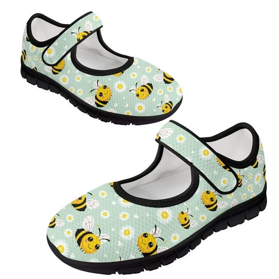 Psesaysky Women's Little Bee Printed Shoes Lightweight Comfortable Fashion Walking Shoes Hook & Loop Size 5.5-10