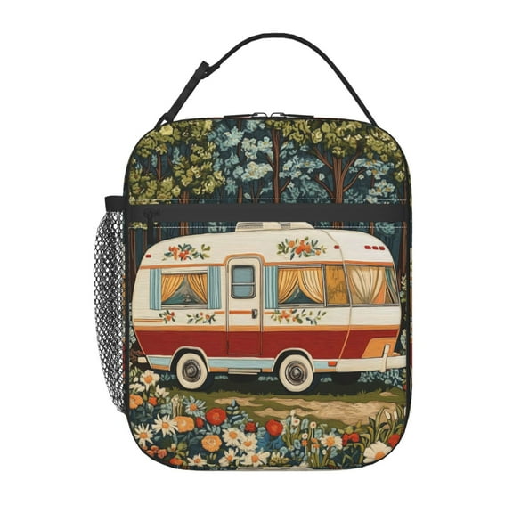 Vintage Camper Lunch Bag for Office Women – Stylish Thermal Insulated Tote with Shoulder Strap, Lightweight for Work or Travel