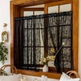 thumbnail image 3 of Nvzi Cortinas opacas pequeñas para ventanas pequeñas - negras 140*140cm - Cortinas con bolsillo para barra de 2 secciones, cortinas cortas para ventanas de cocina, dormitorio, baño., 3 of 5