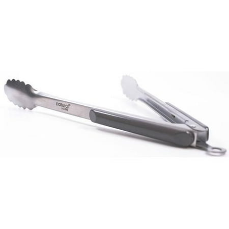 Natural Home Moboo & Stainless Steel Tongs, 12 in, Charcoal