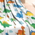 thumbnail image 3 of White Dinosaurs Palms Clouds Pattern Blanket,Comfortable Soft Lamb Wool Throw Blanket,All Season,Warm Lightweight Blankets for Sofa Bed Couch Living Room Chair,30"x40", 3 of 4
