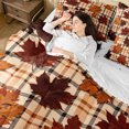 thumbnail image 5 of Erosebridal Plaid Leaves Full Size Bedding Sets 7 Pieces,Fall Checkered Full Size Bed in a Bag,Beige,Reversible, 5 of 6