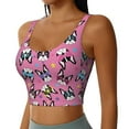 thumbnail image 2 of Bixox Women's Colorful Cute French Bulldog Pattern Fitness Navel Tank Top U-Back Yoga Tank Top Sweatshirt Sports Bra, 2 of 7