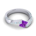 thumbnail image 3 of 1.25 Carat Sparkle Princess Cut Amethyst & Aquamarine Gemstone Engagement Ring for Ladies Solid 18K White Gold Size 10.5 by Diamond-Capitals, 3 of 8