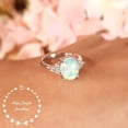 thumbnail image 3 of Three Stone Style Opal Engagement Ring, 8*10 mm White Fire Opal Cabochon Ring, October Birthstone Promise Ring, 3 of 4