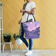thumbnail image 4 of FORMRS Womens Canvas Tote Bag with Zipper Inner Pocket Shoulder Handbag, Black Cat Walking, 4 of 7