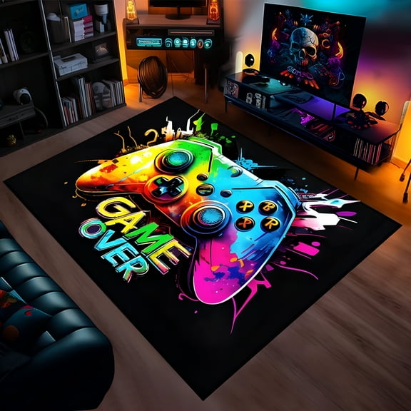 LAMIRO Gaming Rug for Boys Room - Gamer Rug for Gaming Room - Gaming Area Rug