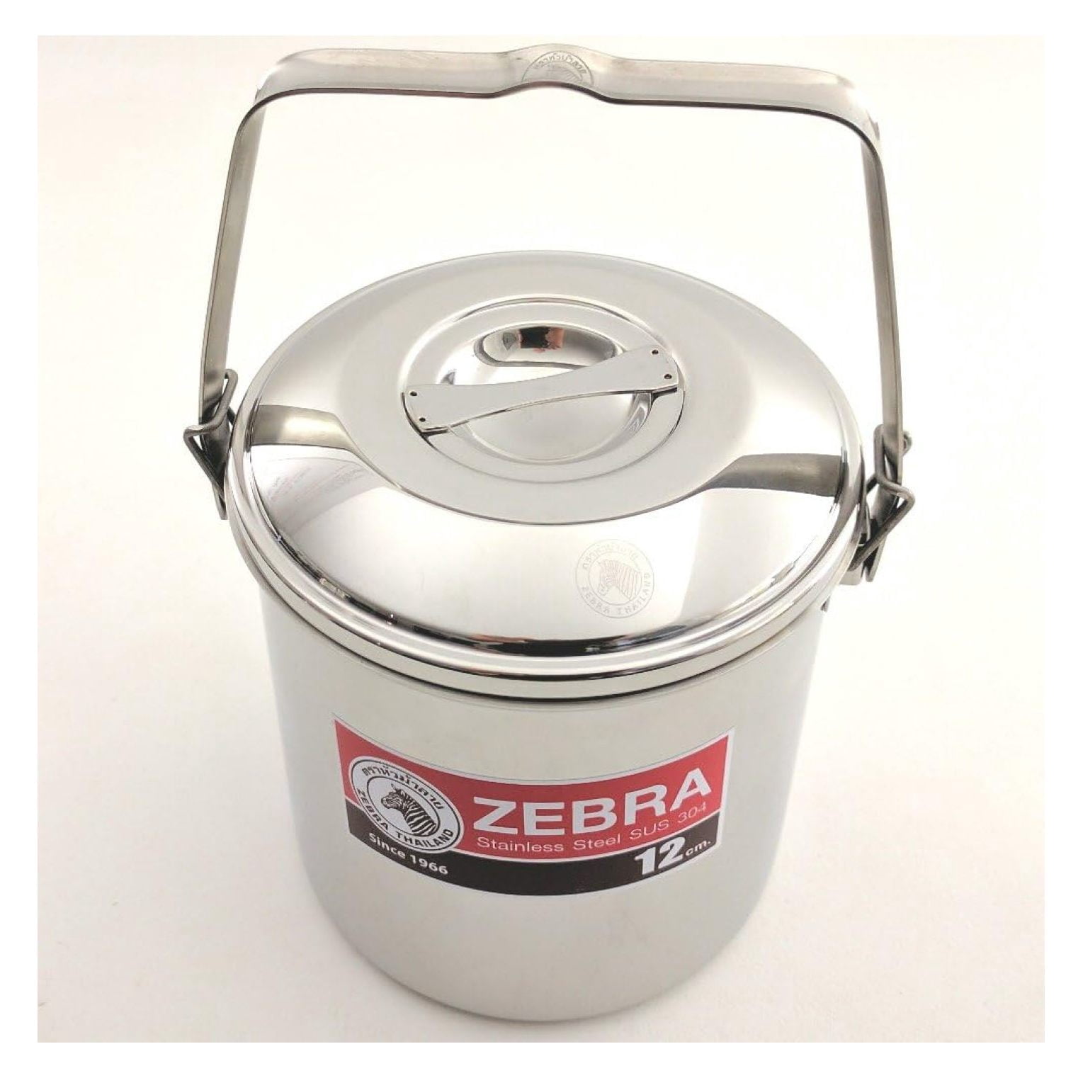Locking Bail Handle Camping Pot, Billy Can Bushcraft Kit - Zebra Loop Handle Pot SS Handle Clips (Installed)