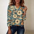 thumbnail image 4 of Yteetum Shirts for Women Long Sleeve Crewneck Floral Printed T Shirt Tops Casual Round Neck Loose Comfy Blouses Fall Winter Outfits, 4 of 8