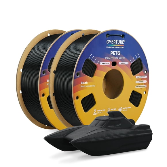 OVERTURE PETG 3D Printer Filament 1.75mm, Neatly Wound Durable PETG 2kg Spool (4.4lbs), Strong Toughness Filament, Dimensional Accuracy +/- 0.02mm, F