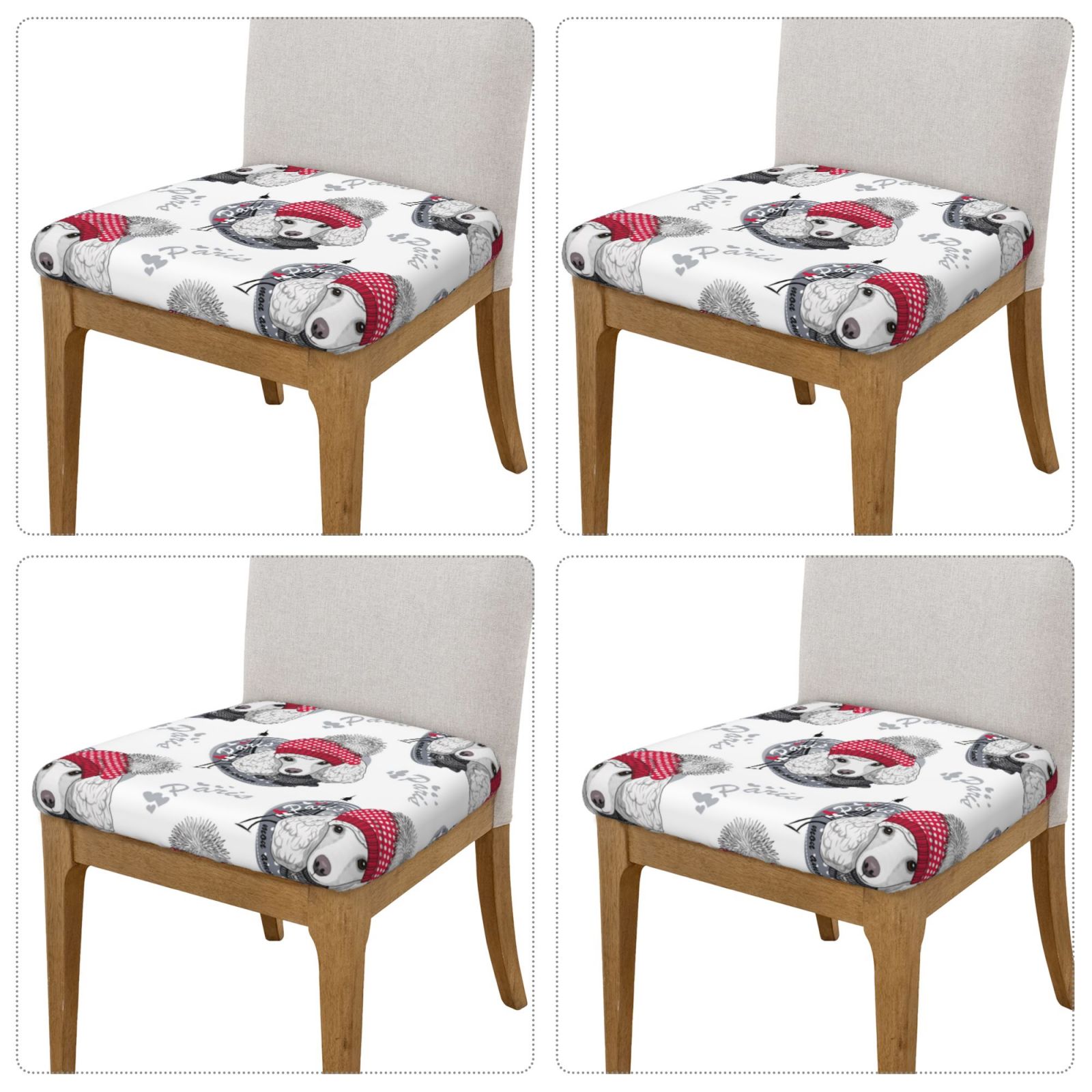 Vsdgher Cute Poodle Dog Couch Cushion Covers, Non-Slip Sofa Seat Cushion Slipcovers, Soft Couch Covers（Don't include seat cushion）Four Pieces