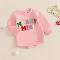 thumbnail image 5 of GYRATEDREAM Newborn Baby Girl Boy Christmas Outfit Infant Long Sleeve Letter Embroidery Sweatshirt Romper Toddler Xmas Oversized Bubble Bodysuit Winter Clothes for 0-18 Months Multi-color, 5 of 9