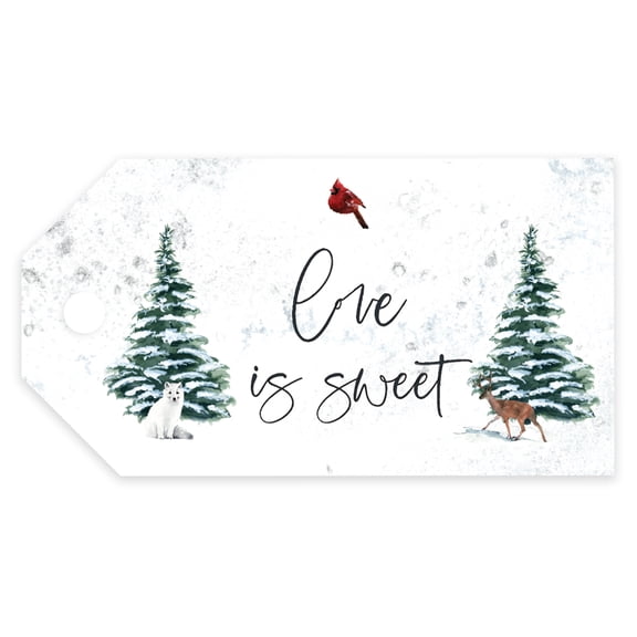Koyal Wholesale Winter Snowy Woodland Forest Watercolor Wedding, Classic Gift Tags, Love is Sweet, 20-Pack