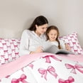thumbnail image 5 of Erosebridal Pink Princess Bowknot 7-Piece Twin Bedding Sets For Girls,Cartoon Bow Kids Bedding Comforter Set,Pink Reversible, 5 of 7