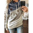 thumbnail image 2 of Womens Cowl Neck Color Block Striped Drawstring Sweatshirt Pullover Long Sleeve Hoodie Casual Tunic Tops, 2 of 3