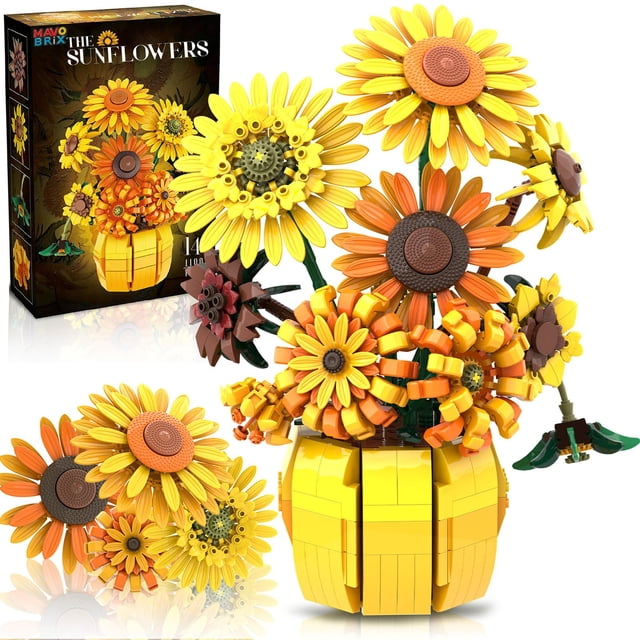 Set de construcción Mavo Brix Flowers Van Gogh Girasoles para mayores de 14 años