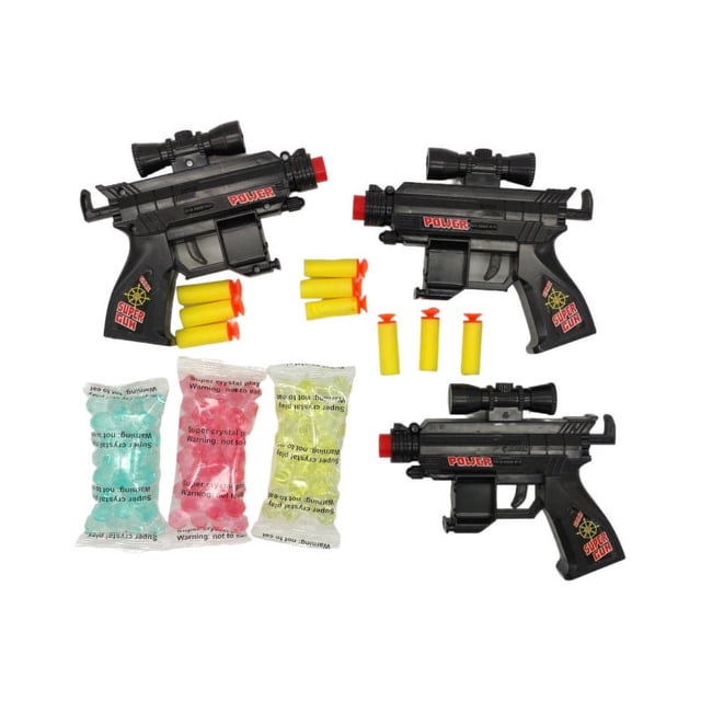 Pistola de Hidrogel The Baby Shop - set de 3pz con Bolas Hidrogel y Dardos Negro -