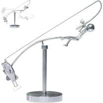 "Kinetic Fishing Motion Sculpture - Balancing Art Desktop Decor, Stainless Steel Physics Desk Toy for Home Office, Relaxing Kinetic Movement Display" 1PC