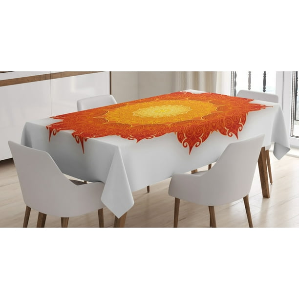 Mandala Tablecloth Shadowy Cosmic Traditional Henna Design Aboriginal Mehndi Design Rectangular Table Cover For Dining Room Kitchen 60 X 84 Vermillion Rust And Mustard By Ambesonne Walmart Com