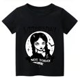 thumbnail image 1 of Nouveau T-Shirt Noir Wednesday Addams Garçon Fille Été Vêtements Décontractés Col Rond Manche Courte Blouse Y2k Wednesday Rôle Chemises, 1 of 2