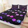 thumbnail image 3 of Manfei Kawaii Cat Fitted Sheet Full, Boho Cosmic Galaxy Kitten Bed Set, Black Pink Purple, 3-Piece, 1 Fitted Sheet and 2 Pillowcases, 3 of 6