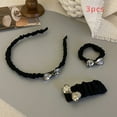thumbnail image 2 of QJUHUNG Elegant 3-Piece Hair Accessory Set - Synthetic Fabric Headbands with Rhinestone Accents  Solid Color  Minimalist Design  No Feather  for Daily Wear, 2 of 5