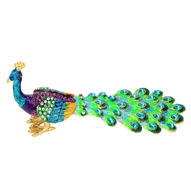 Organizador De Joyas Con Bisagras, aleación De Zinc Compacta Que Ahorra Espacio Y Diamante De Trabajo De Imitación De Diamantes De Imitación Elegante Pavo Pavo Peacock Peacock