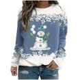 thumbnail image 2 of Riecok Christmas Fall Crewneck Hoodless Sweatshirt Womens Long Sleeves Crewneck Christmas Funny Graphic Outfit Holiday Sweatshirts Comfy Loose Soft Oversized Blouse Tops Blue L, 2 of 3