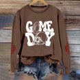 thumbnail image 2 of WEIWEN Game Day Sweatshirt Women Oversized Football Sweatshirts for Women Fall Sweaters Crewneck Long Sleeve Baseball Mama Shirt Women's Clothing Coffee, S, 2 of 5