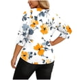 thumbnail image 2 of Plus Size Tops for Women Asymmetrical Square Neck with Button Detail Short Sleeve T-shirts Dressy Casual (3XL, Yellow-Floral), 2 of 7