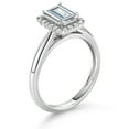 thumbnail image 3 of Gem Stone King 1.16 Cttw 10K White Gold White Moissanite and Lab Grown Diamond Halo Engagement Ring | Emerald Cut 7X5MM (Size 9), 3 of 4