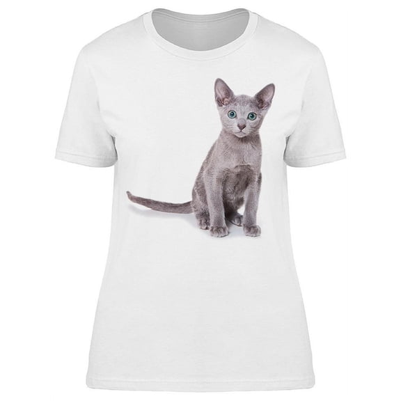 Russian Blue Kity Sitting Up T-Shirt Women -Image by Shutterstock, Female XX-Large