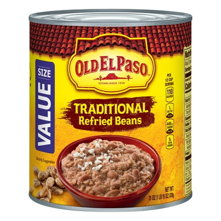 Value Beam - (6 Pack) Old El Paso Traditional Refried Beans, Value Size, 31 oz Can