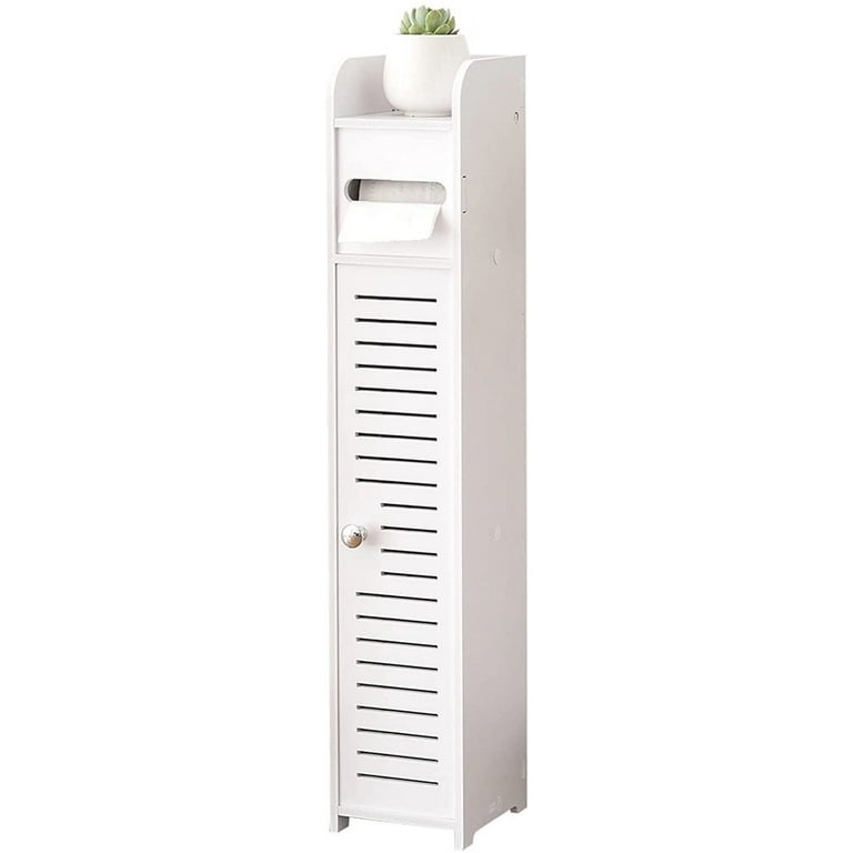 Xianrenge Small Bathroom Locker, Thin Toilet Cabinet, Bathroom Storage  Shelf With Door, Toilet Paper Holder Cabinet White