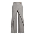thumbnail image 6 of Women Plus Size Cotton Linen Wide Leg Pants High Waisted High Elastic Button Casual Straight Leg Pants, 6 of 6