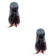 thumbnail image 4 of Minnieouse Silky Cap Bonnet Headwraps con cola larga Moda Elasticidad Flexible Ajustable para ciclistas Amantes del Decoración diaria Borde rojo Borde rojo negro Código promedio 2Conjunto, 4 of 6